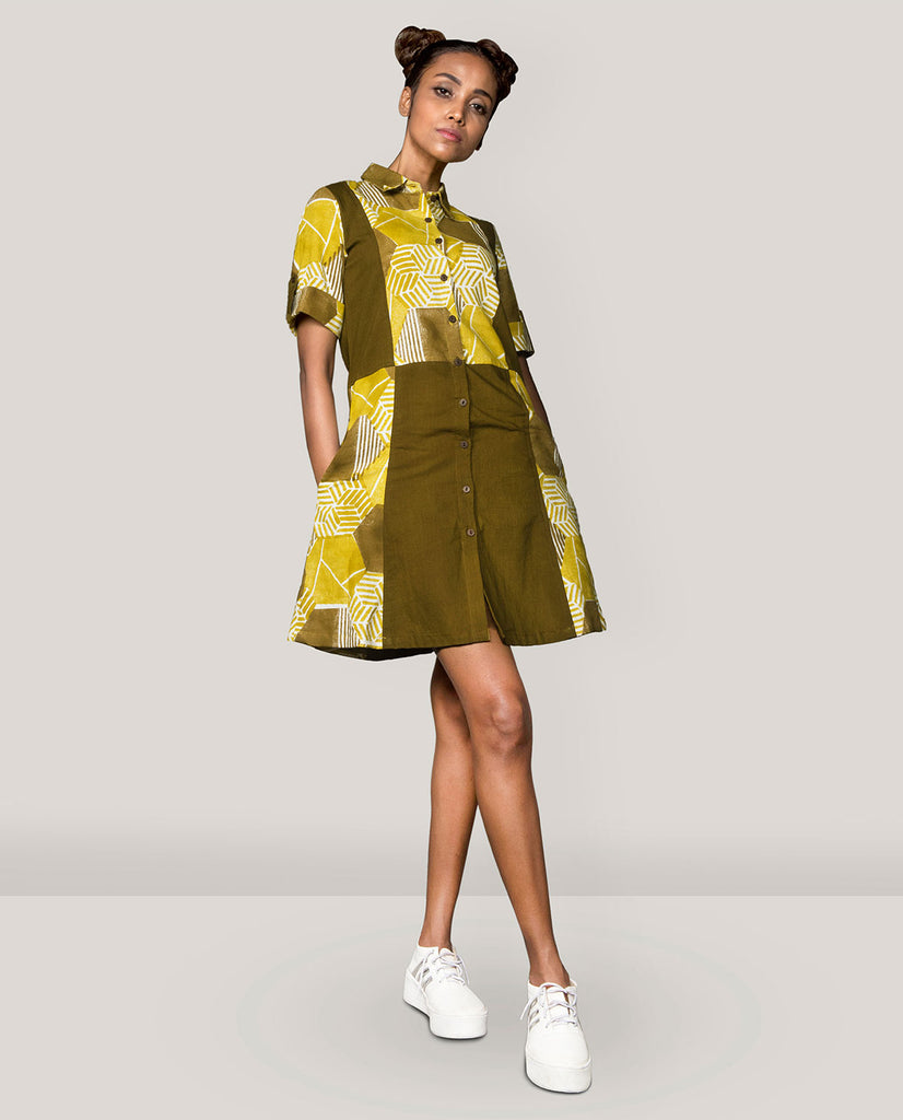 PANELLED MIDI DRESS