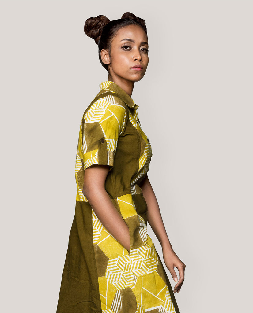 PANELLED MIDI DRESS