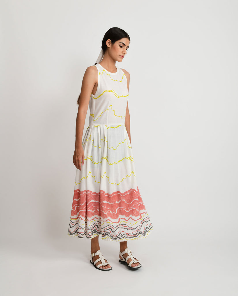 SALMON PLEATED DRESS