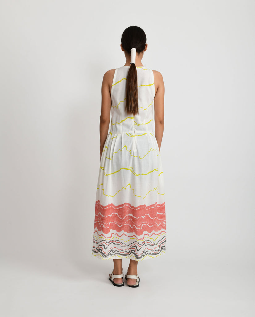 SALMON PLEATED DRESS
