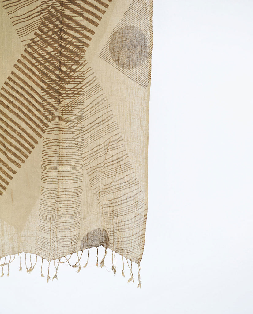 KHAKI OVER STRIPED SCARF