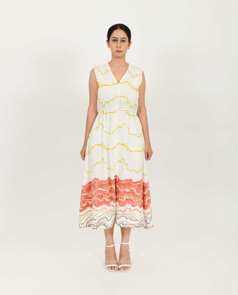 SALMON FRONT BUTTONED DRESS