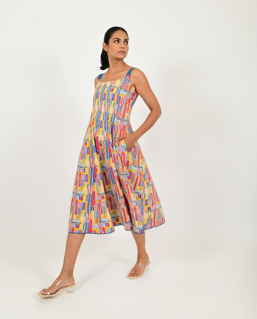 SCRIBBLE MULTI DOLL LINEN DRESS