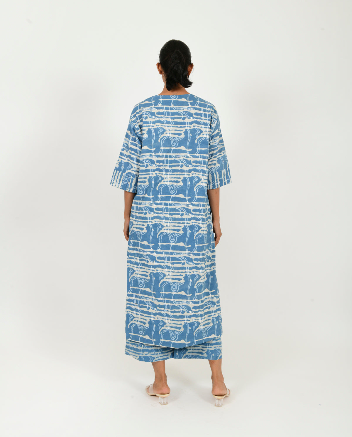 Indigo Splash Buttoned Dress