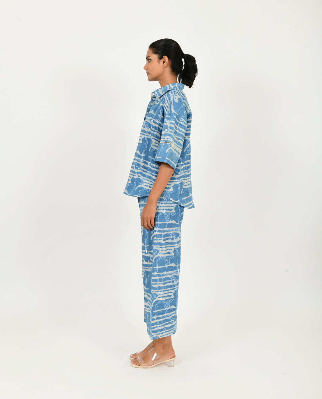 Indigo Splash Shirt Linen Co-Ord Set