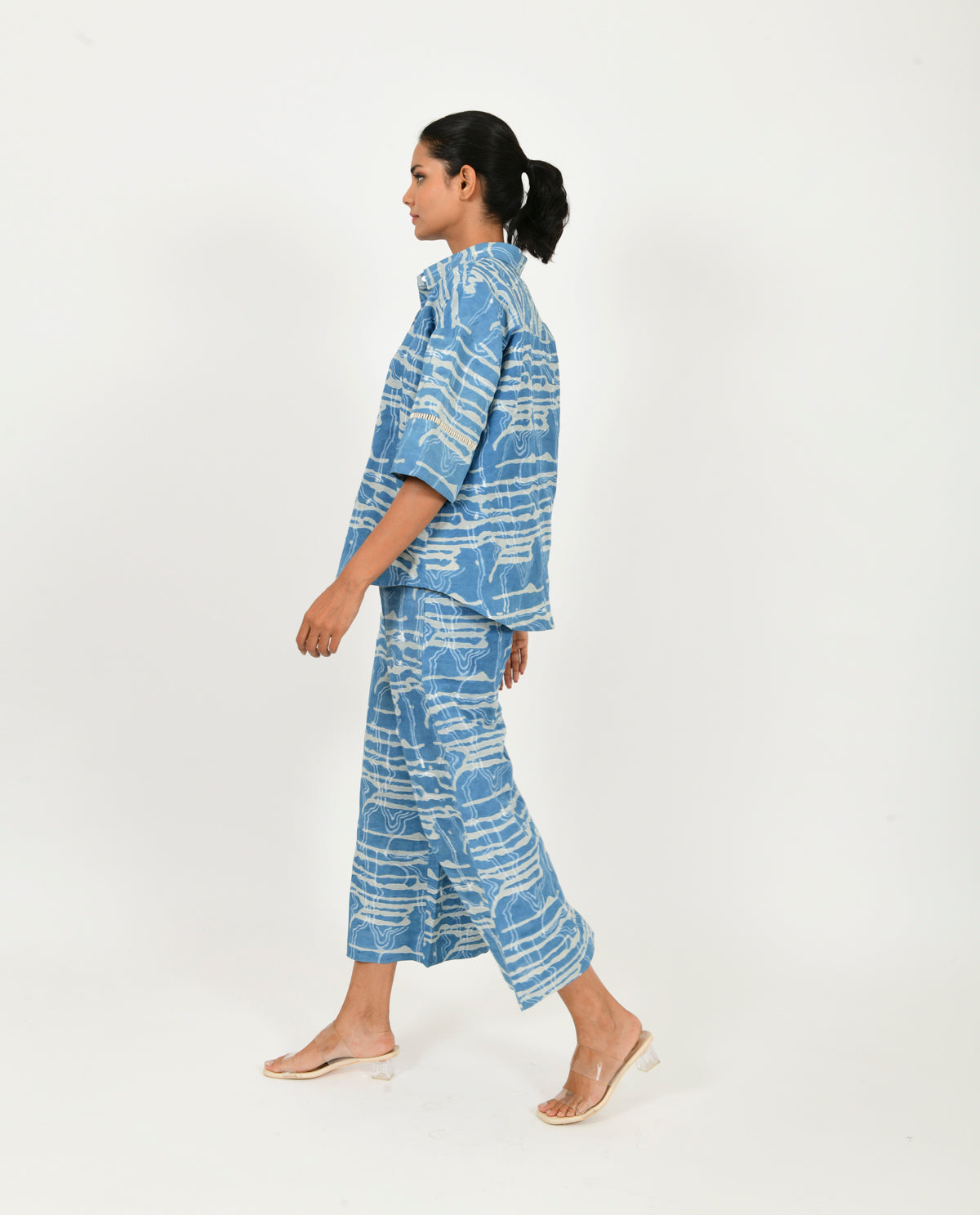 Indigo Splash Shirt Linen Co-Ord Set