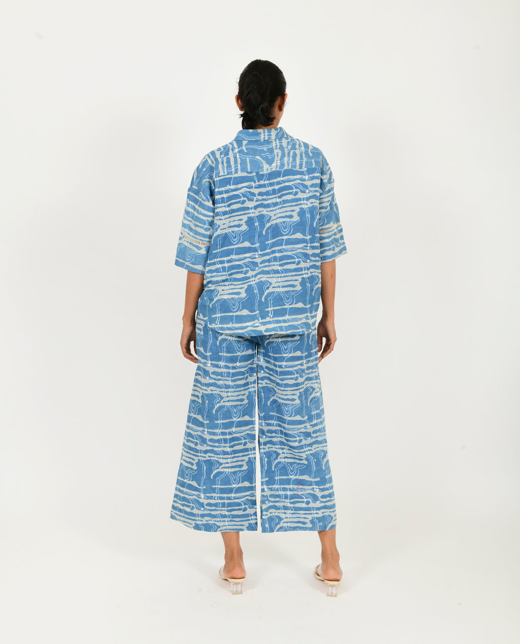 Indigo Splash Shirt Linen Co-Ord Set
