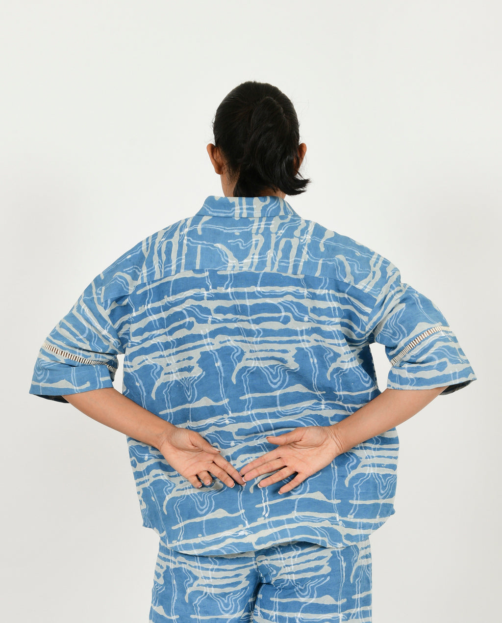 Indigo Splash Linen Shirt