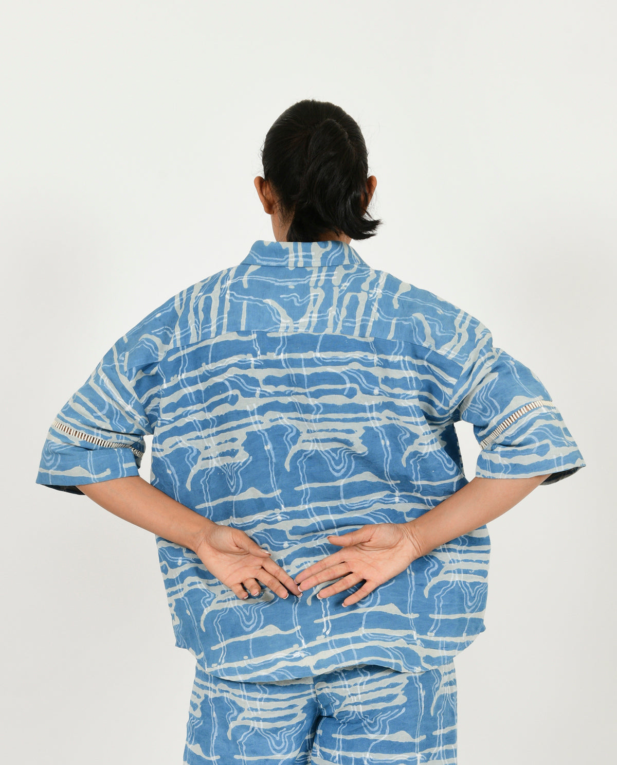 Indigo Splash Linen Shirt