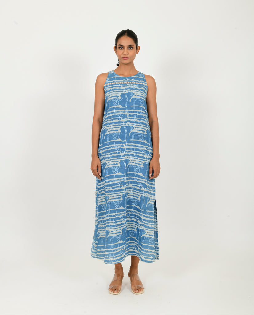 INDIGO SPLASH LINEN  MAXI
