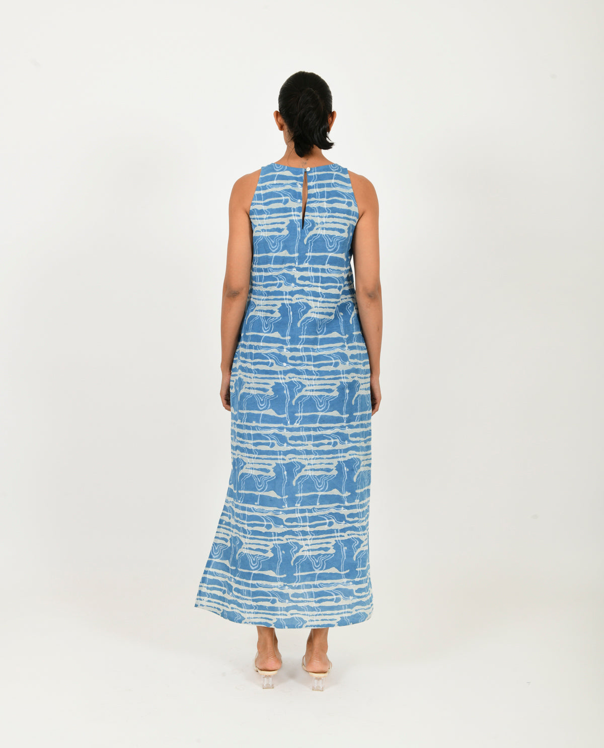 Indigo Splash Linen Maxi Dress
