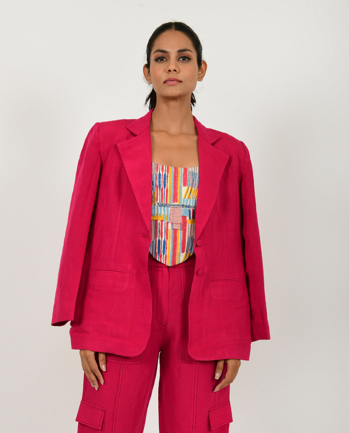 Viva Magenta Linen Jacket
