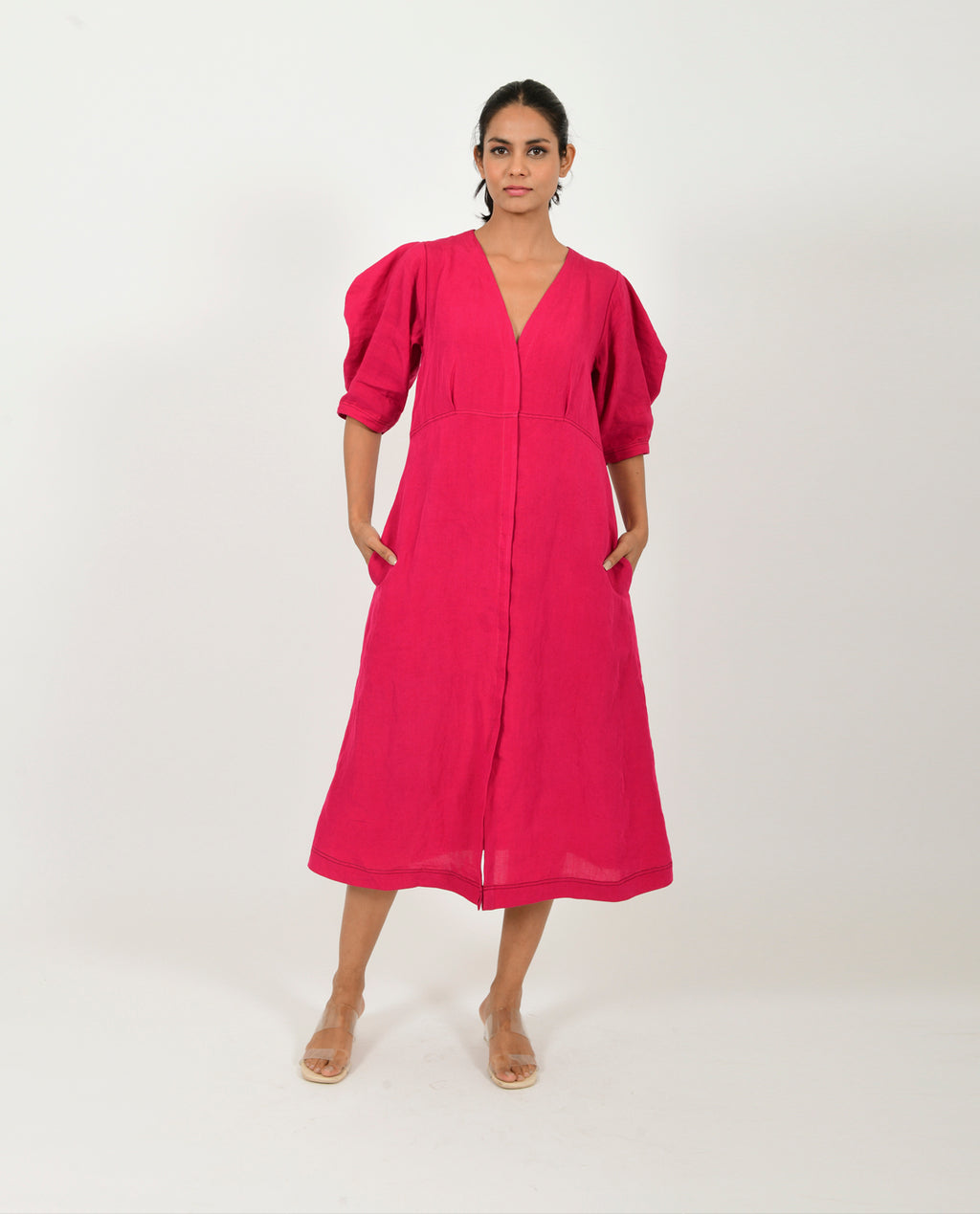 Viva Magenta Linen Bell Dress
