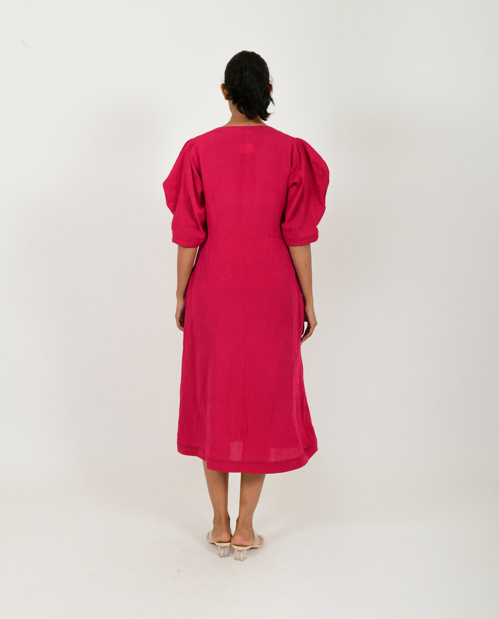 Viva Magenta Linen Bell Dress
