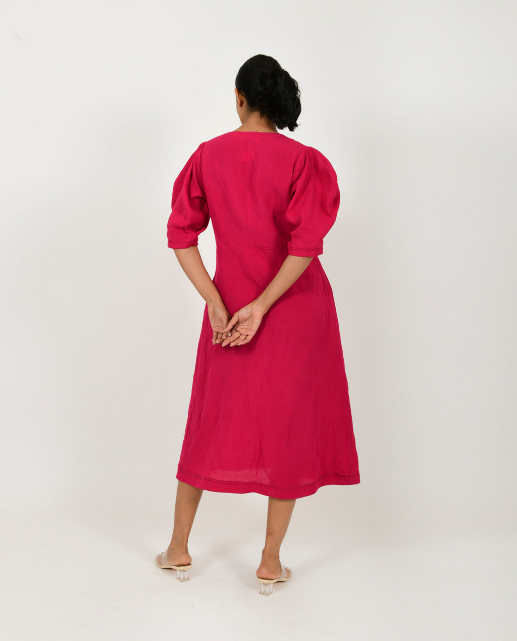 Viva Magenta Linen Bell Dress