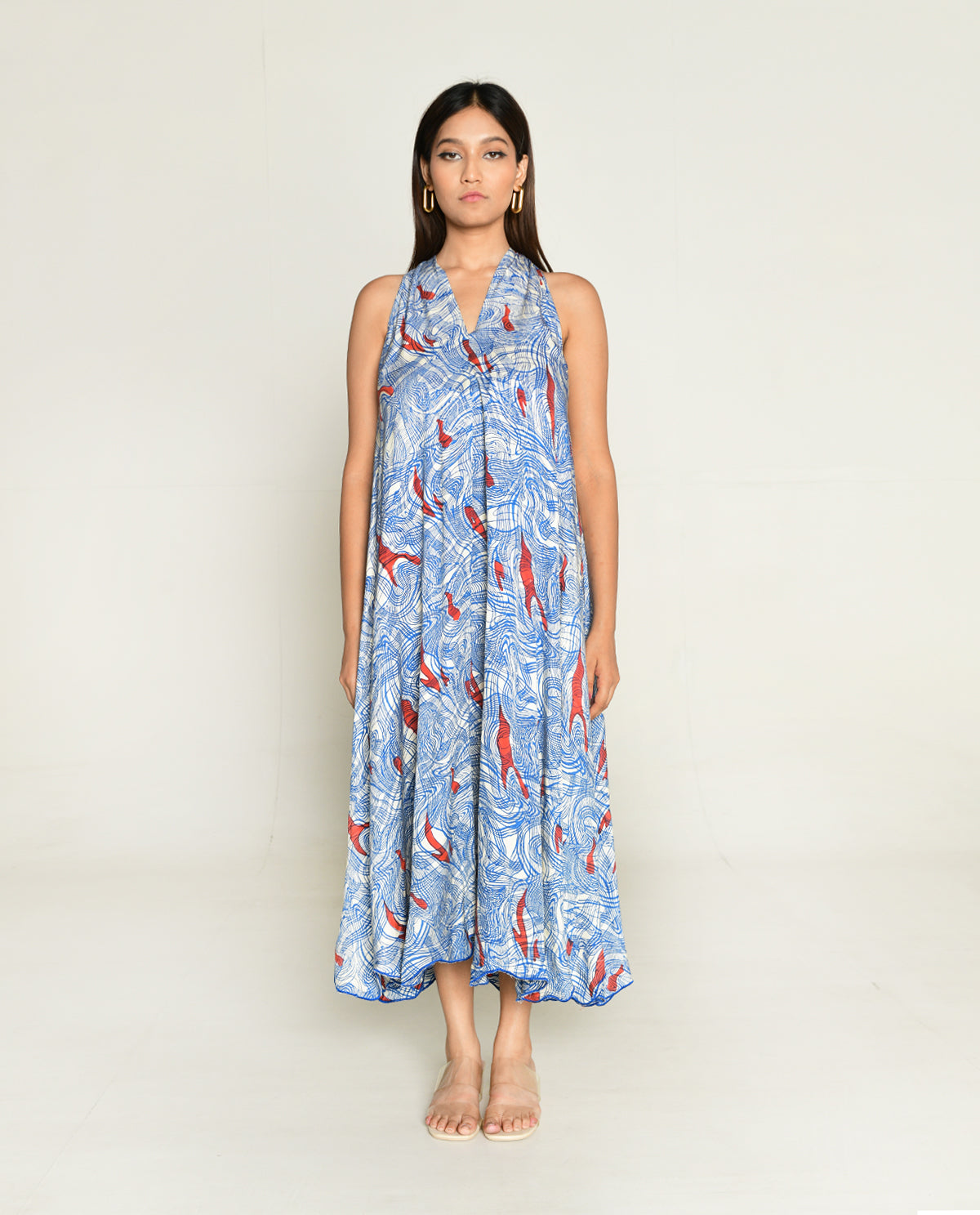 Ponzo Halter Neck Maxi Dress