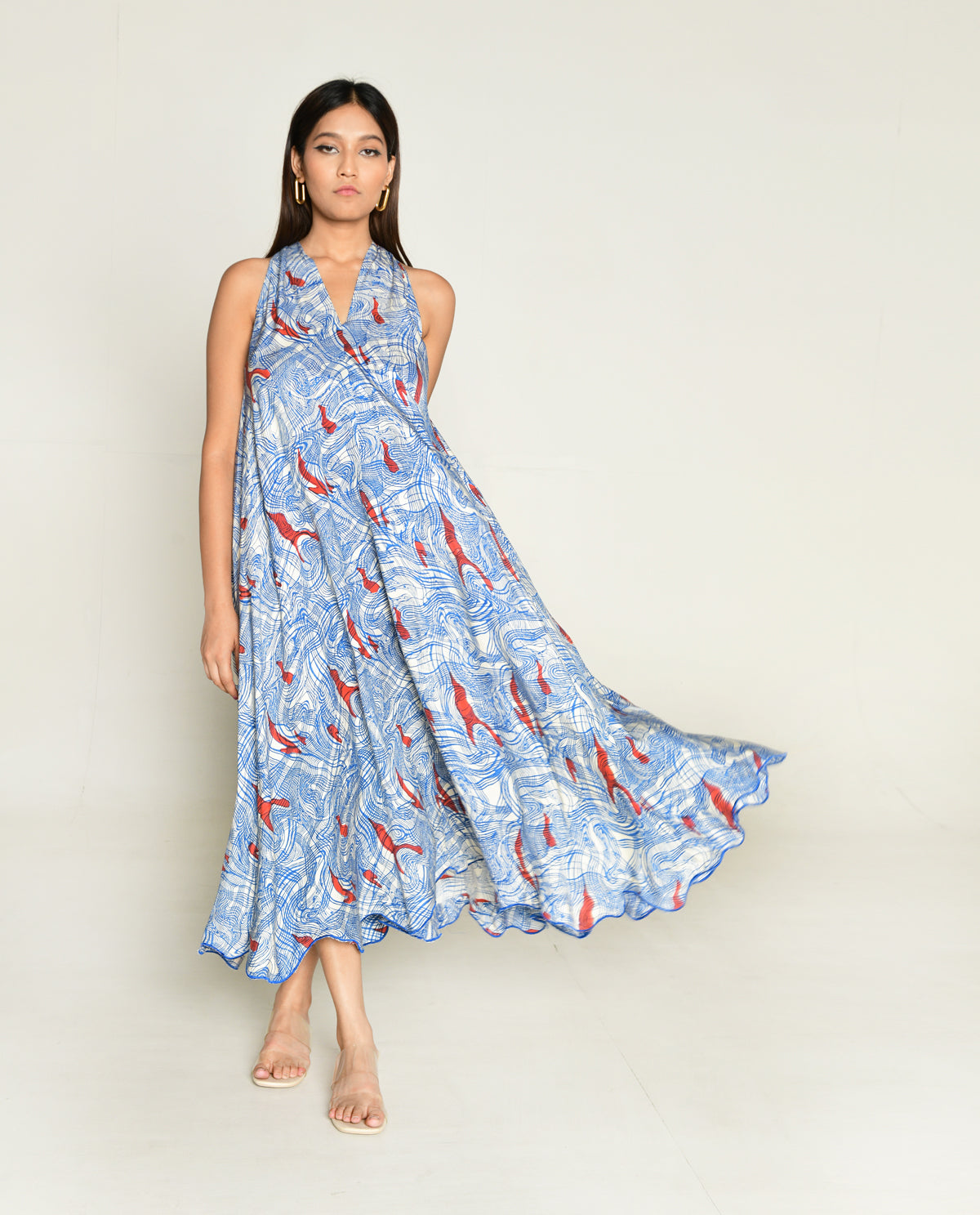 Ponzo Halter Neck Maxi Dress