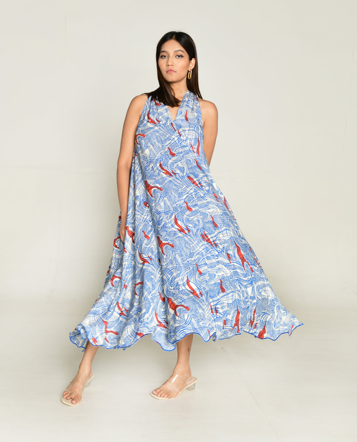 Ponzo Halter Neck Maxi Dress