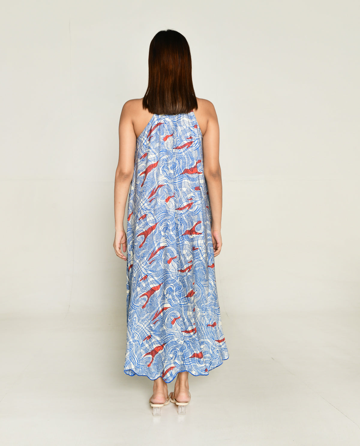 Ponzo Halter Neck Maxi Dress