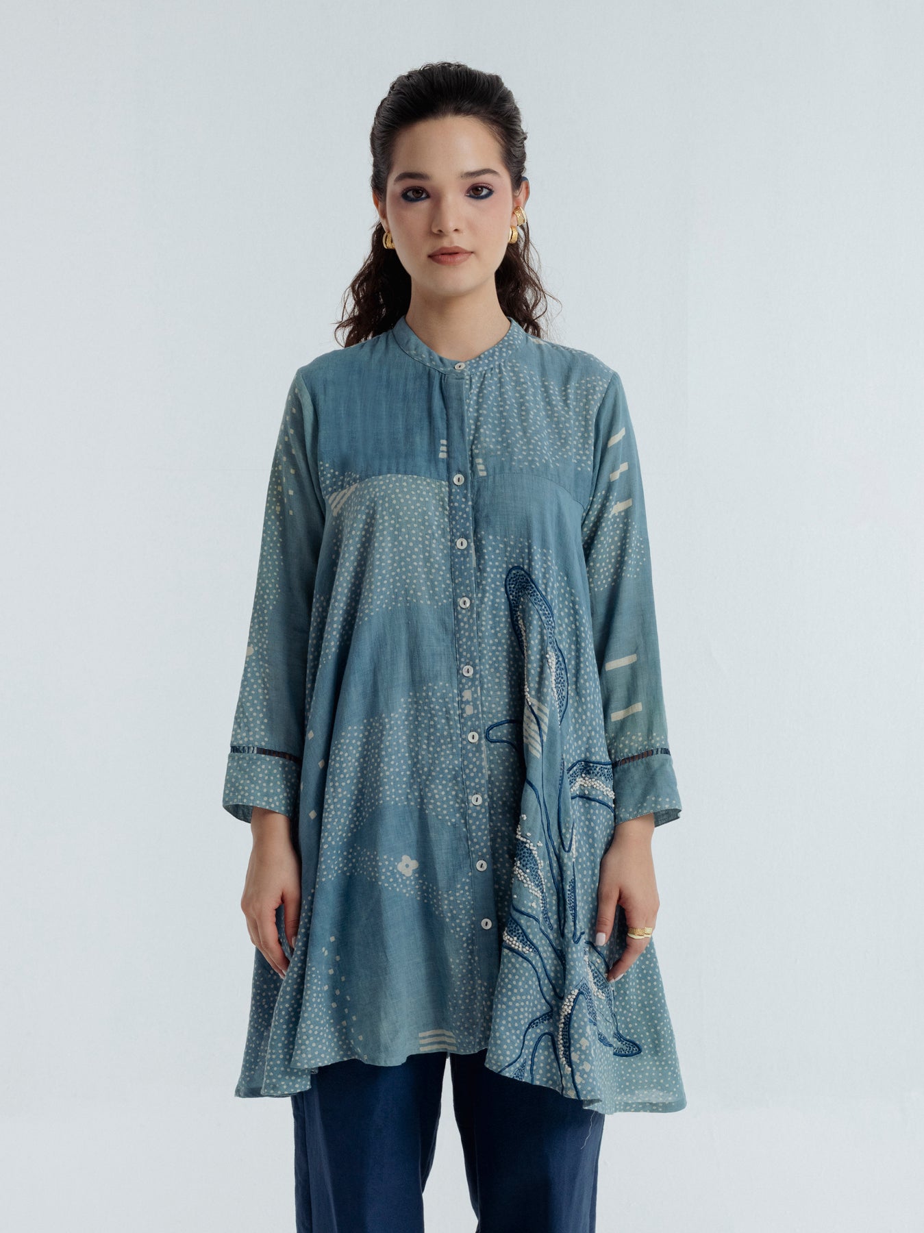 Indigo Shadow Flare Shirt