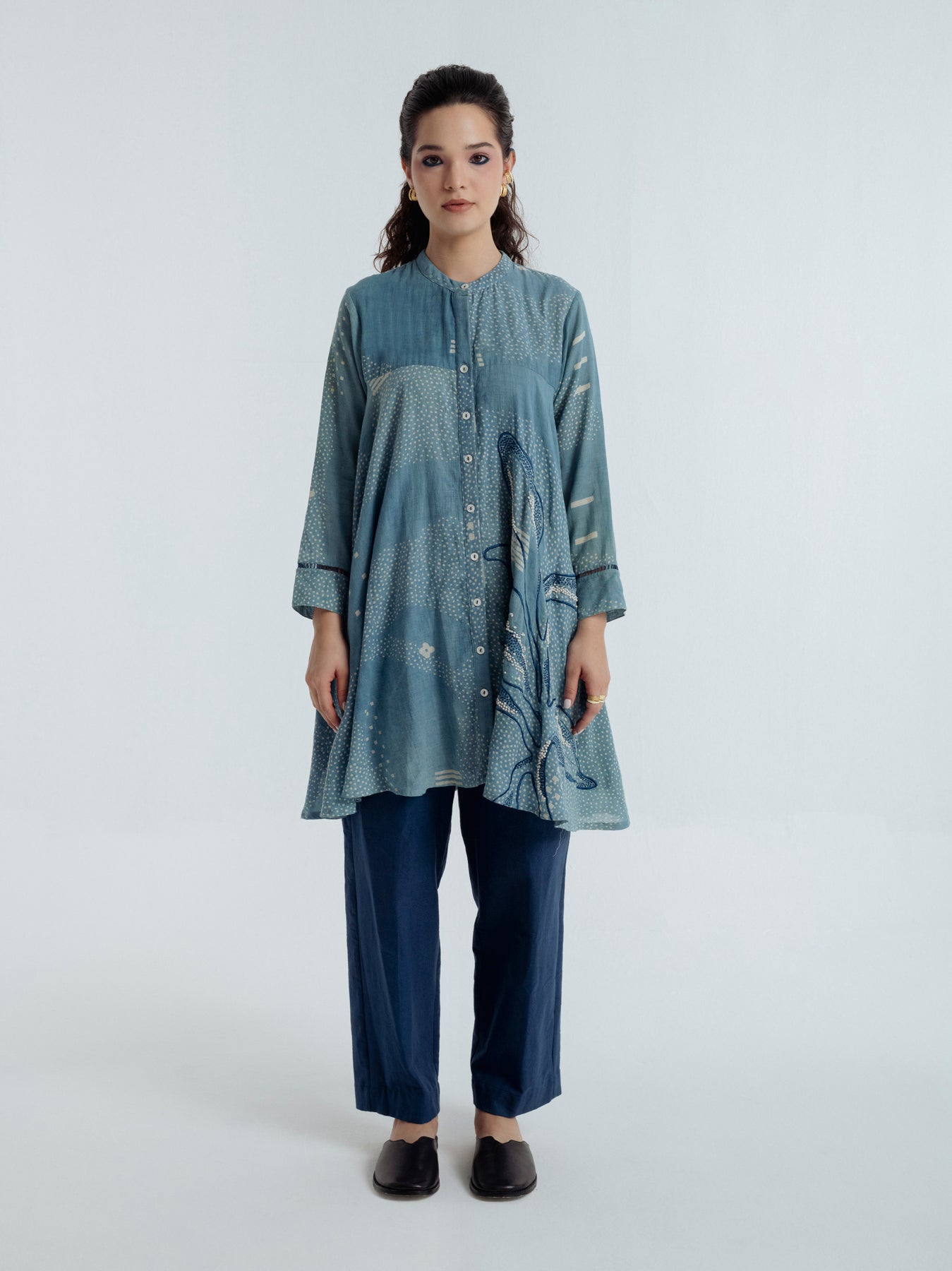 Indigo Shadow Flare Shirt