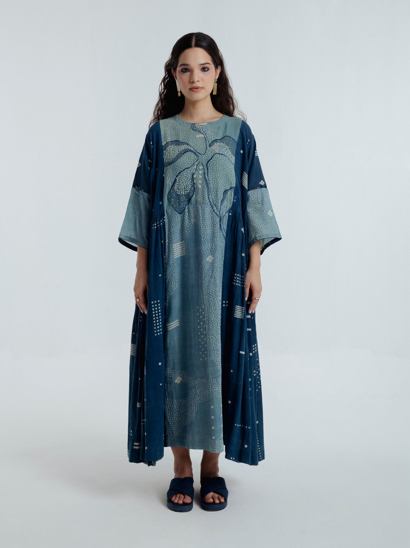 Indigo Sky Pleated Dress