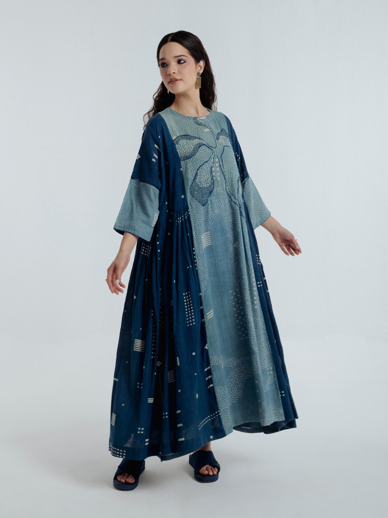 Indigo Sky Pleated Dress