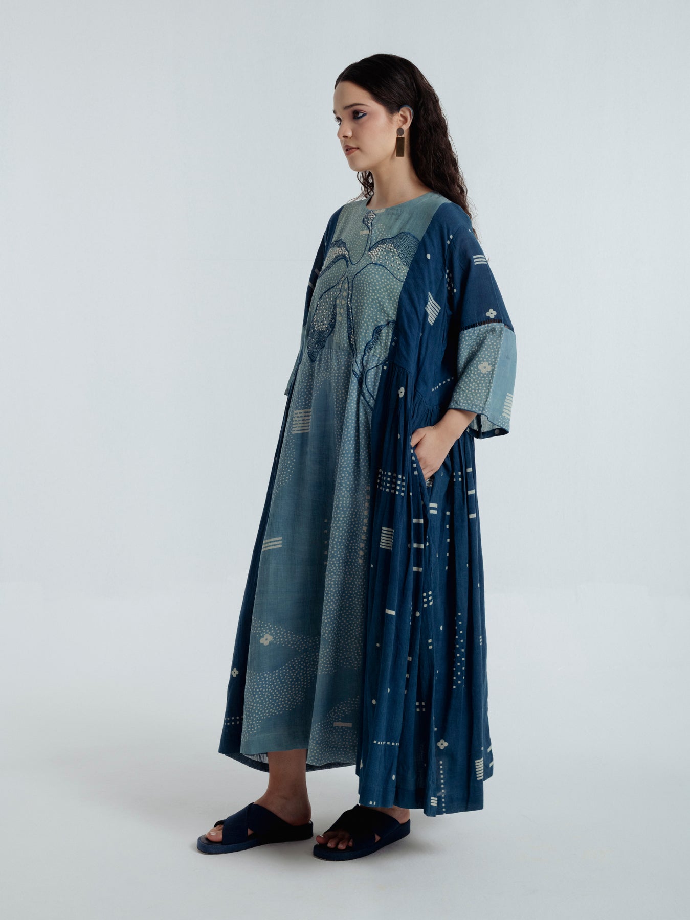 Indigo Sky Pleated Dress