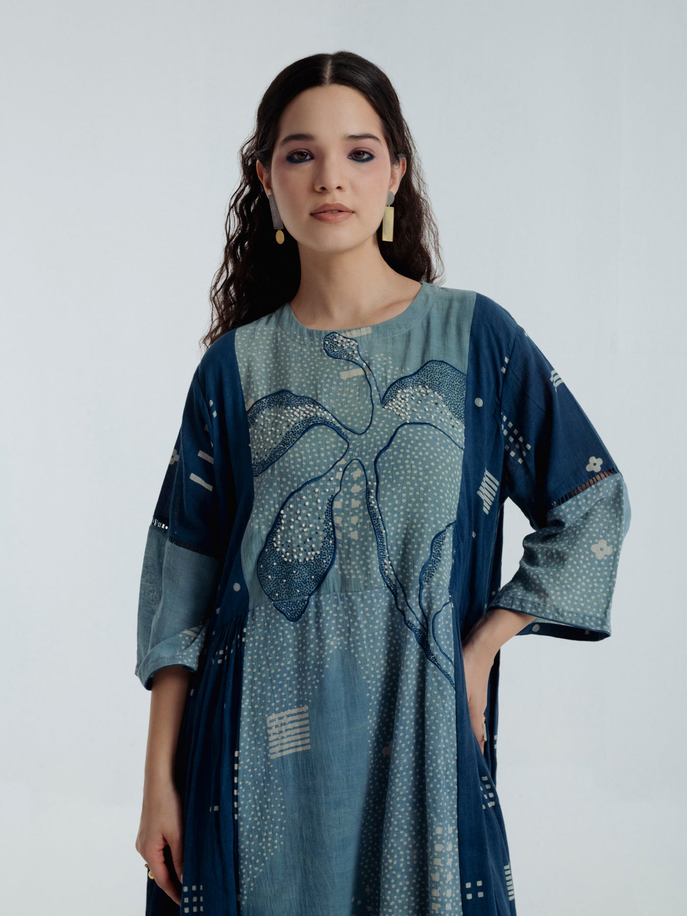 Indigo Sky Pleated Dress