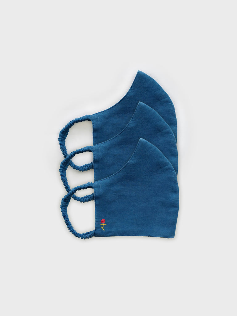 NATURALLY FERMENTED INDIGO DYED FACE MASK SET OF 3