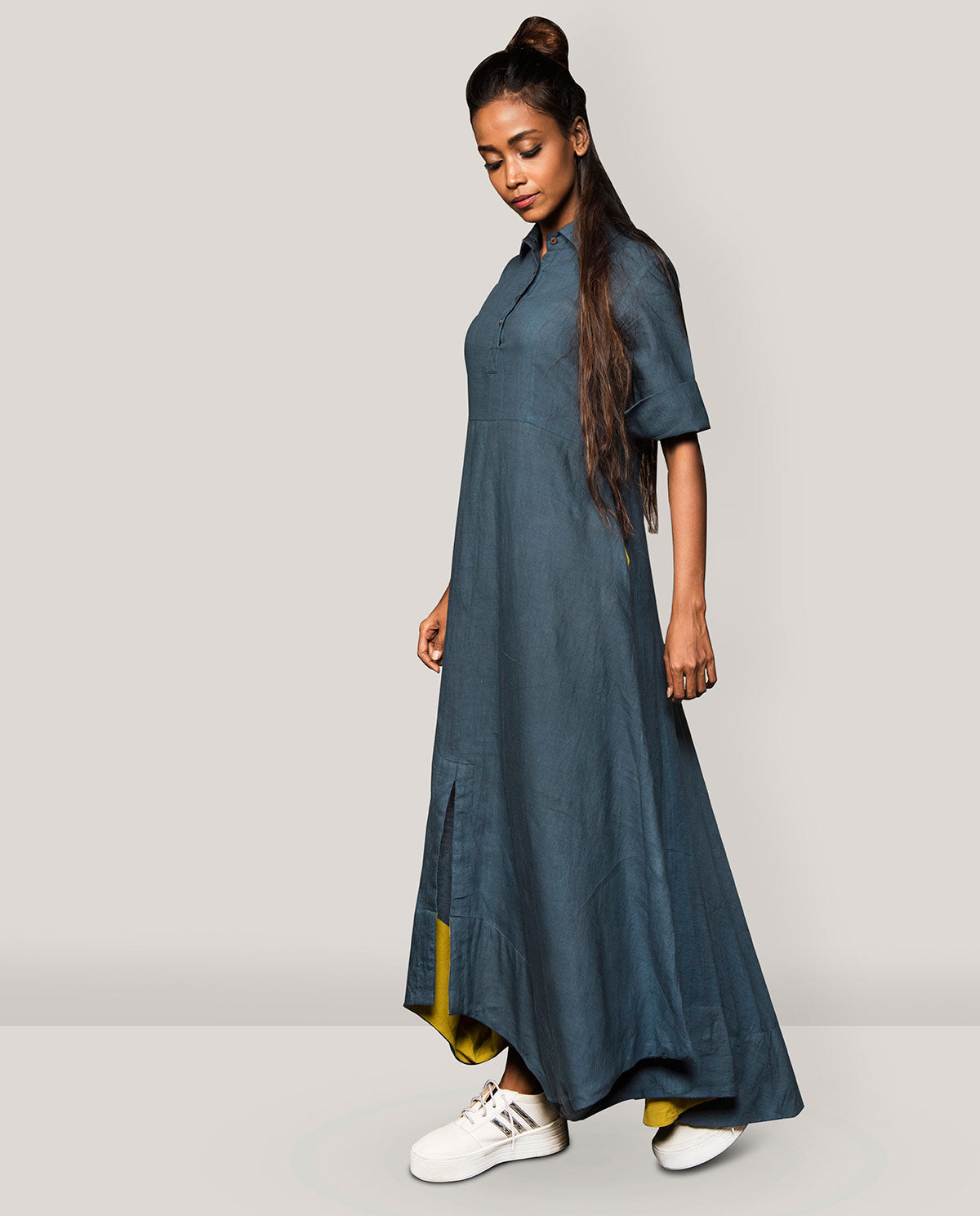 Collar Side Cowl Dress