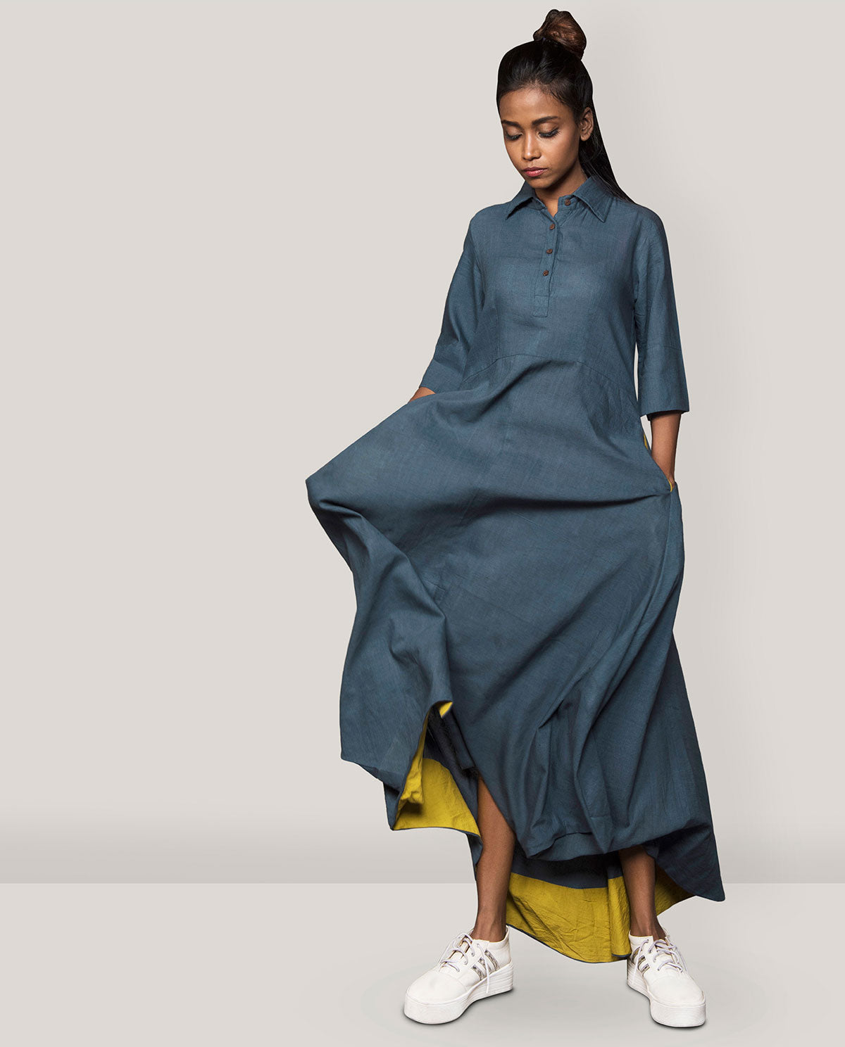 Collar Side Cowl Dress