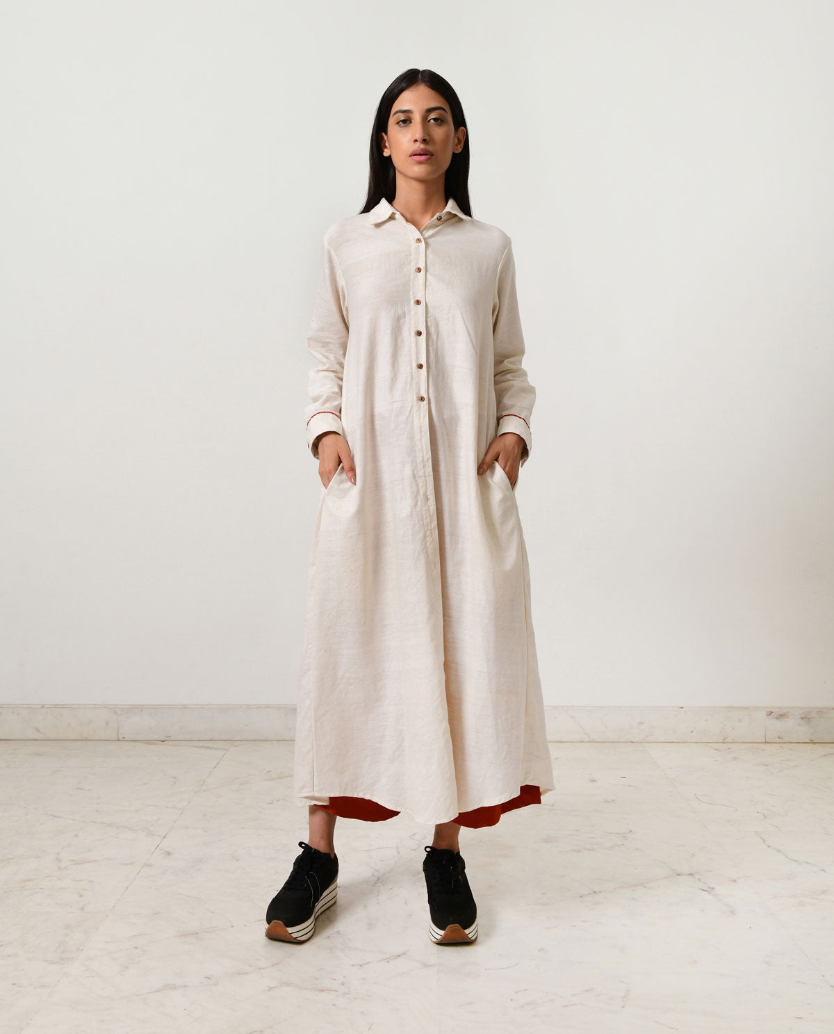 KORA KHADI BACK PLEATED DRESS