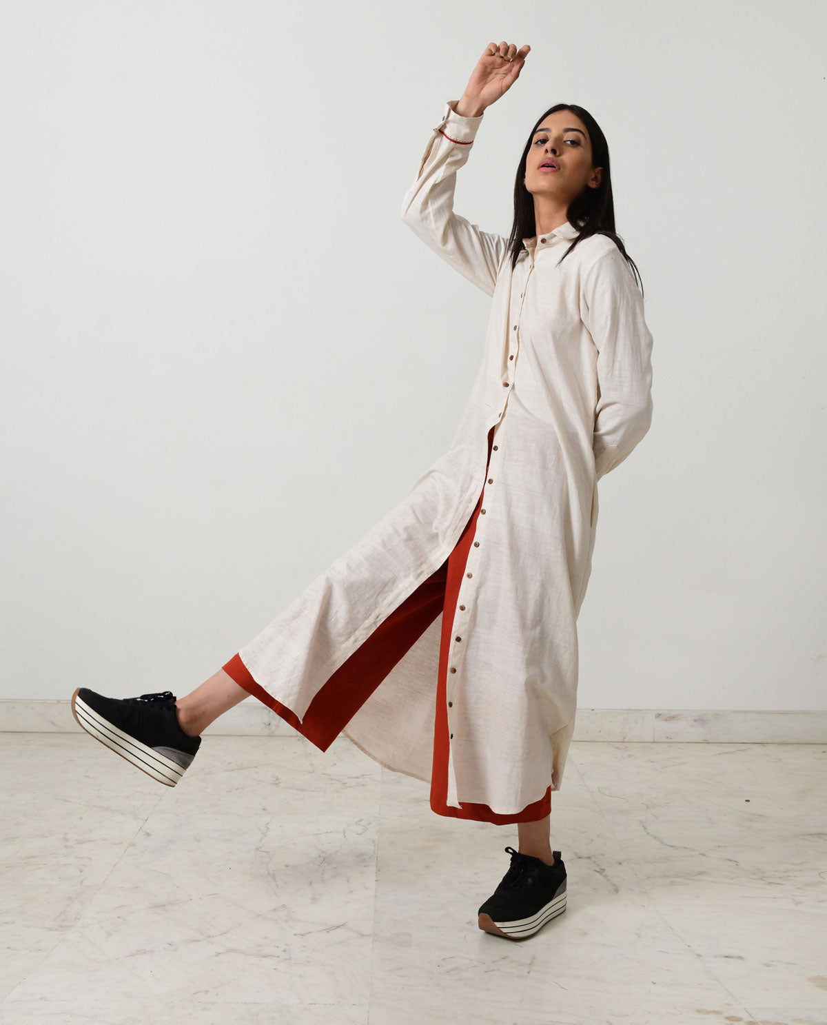 Kora Khadi Back Pleated Dress
