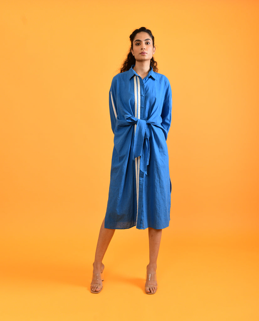 EGYPTIAN BLUE TIE UP DRESS