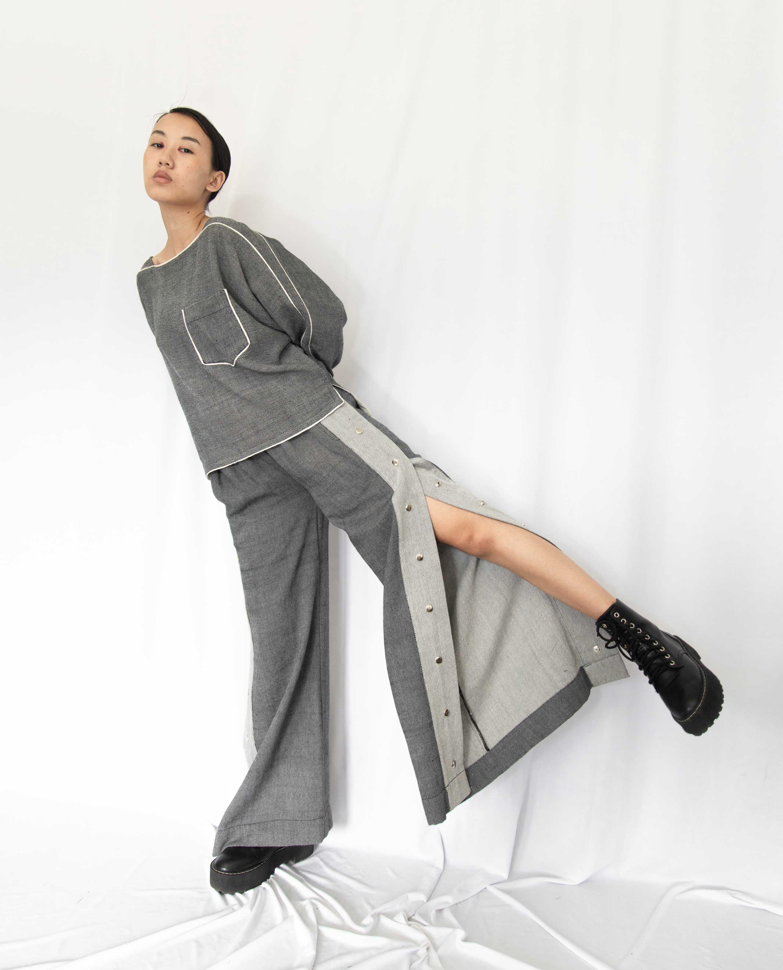 Fiddle Faddle Grey Buttoned Pants
