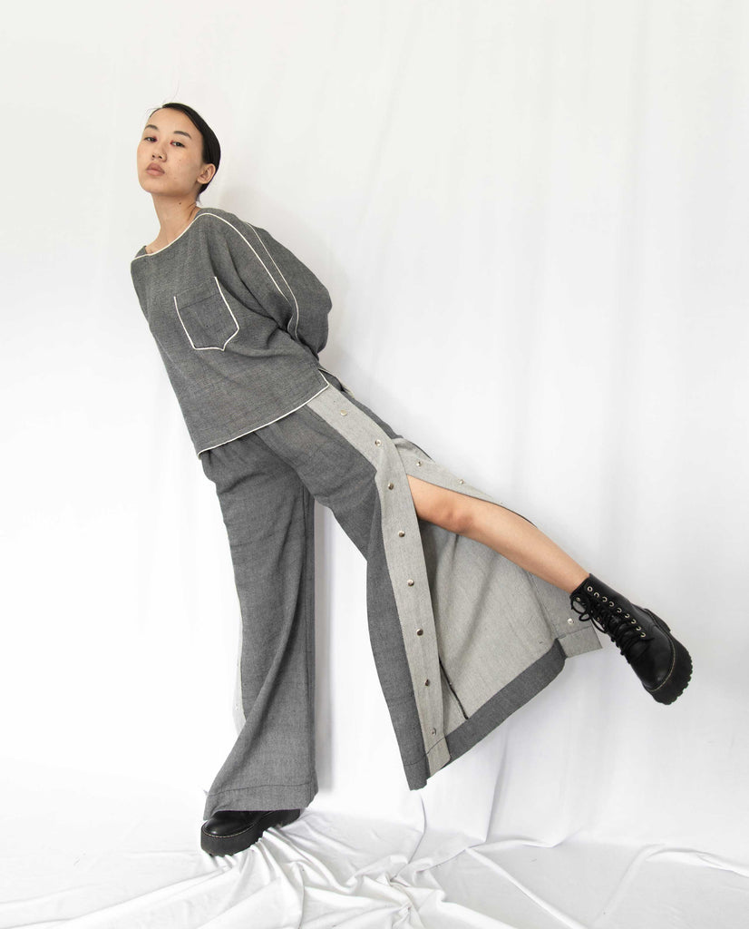Fiddle Faddle Grey Buttoned Pants